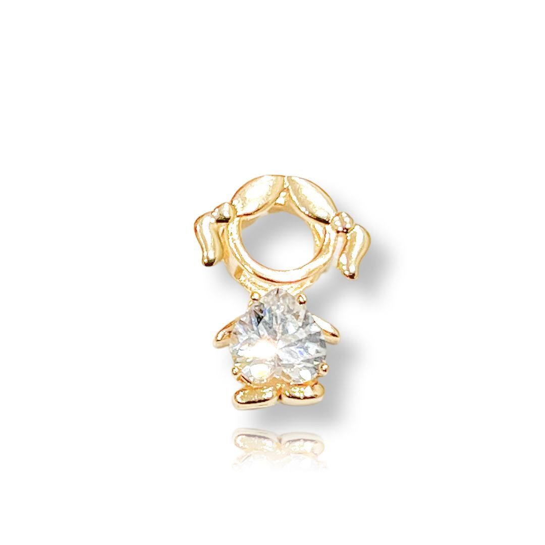 Pingente De Menina Cristal Dourado